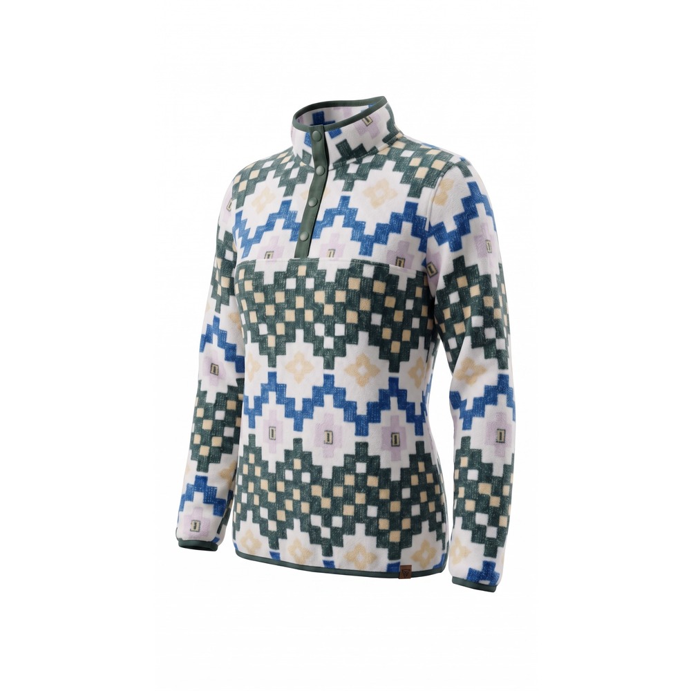 LIV Outdoor Womens Fleece Pullover Geometric Southwestern Snap Mock Neck Large
